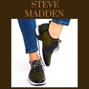 STEVE MADDEN Antics/Anti01S0 Green Black Camouflage shoes Size 5.5M Athleisure